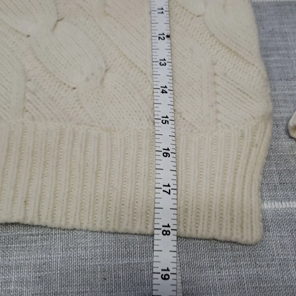 Madewell Women Cream Chevron Merino Knit Crop Long Sleeve Pullover Size S